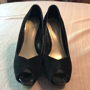 Nine West suede peep toe heels